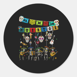 Dia De Los Muertos Day Of The Dead Funny Skull Dan Classic Round Sticker