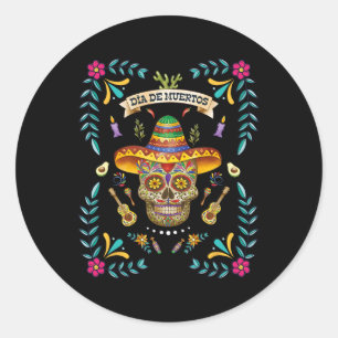 Dia De Los Muertos Day Of The Dead Mexican Skeleto Classic Round Sticker