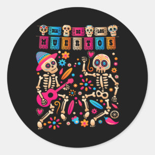 Dia De Los Muertos Day Of The Dead Mexican Skeleto Classic Round Sticker