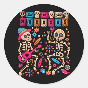 Dia De Los Muertos Day Of The Dead Mexican Skeleto Classic Round Sticker