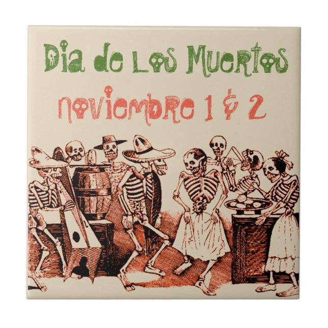 Dia de Los Muertos Day of the Dead Noviembre Tile (Front)