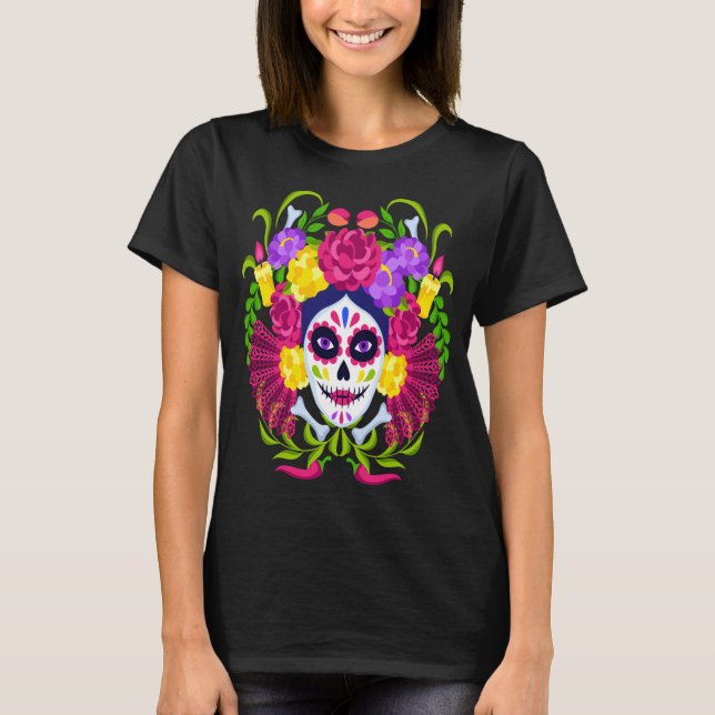 Dia De Los Muertos Day Of The Dead Skull Costume H T-Shirt (Front)