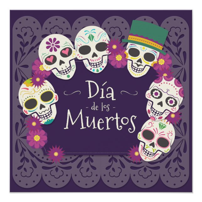 Dia de los Muertos Day of the Dead skull masks Poster (Front)