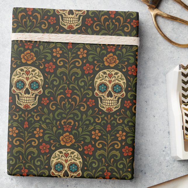 Dia de los Muertos Day of the Dead Sugar Skull Wrapping Paper (Creator Uploaded)
