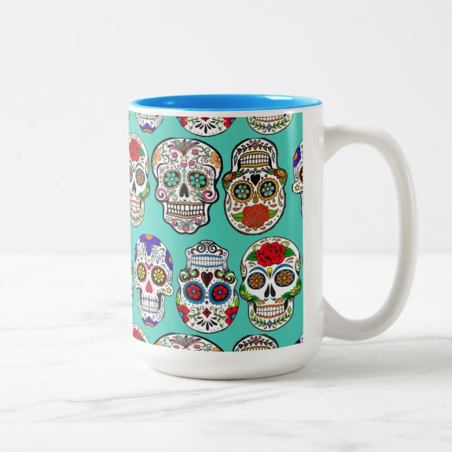 Dia de los Muertos (Day of the Dead) Two-Tone Coffee Mug (Right)