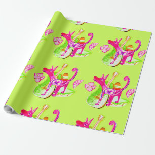 Dia De Los Muertos- Dog, Guitar and a Mexican Hat. Wrapping Paper