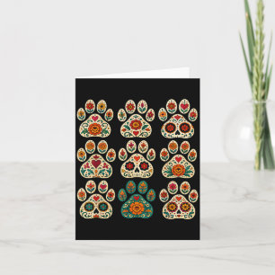 Dia de los muertos dog paw day of the dead pet card