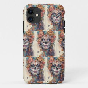 Dia de los Muertos Elegance: Sugar Skull Makeup iPhone 11 Case