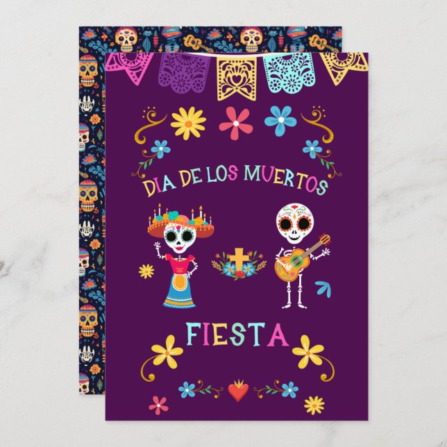 Dia de los Muertos Fiesta- Colourful Celebrations! Invitation (Front/Back)