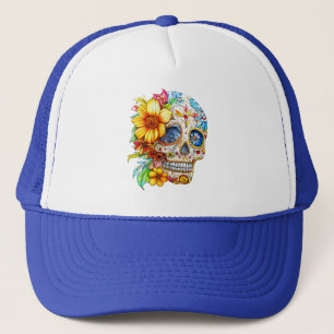 Dia de los Muertos Floral Catrina Calavera Trucker Hat