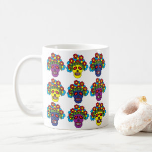 Dia De Los Muertos Floral Skull  Coffee Mug