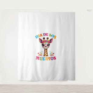 Dia De Los Muertos Floral Skull Giraffe Mexican Zo Tapestry