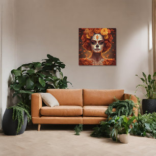 Dia de los Muertos golden painted face Poster