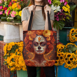 Dia de los Muertos golden painted face Tote Bag