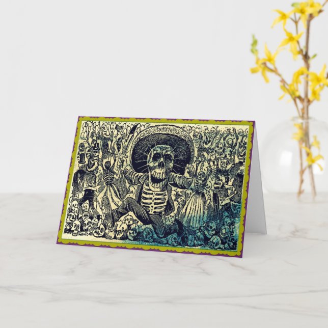 Dia De Los Muertos Greeting Card (Yellow Flower)