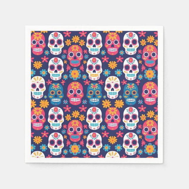 Dia de Los Muertos Halloween Pattern Paper Napkins (Front)