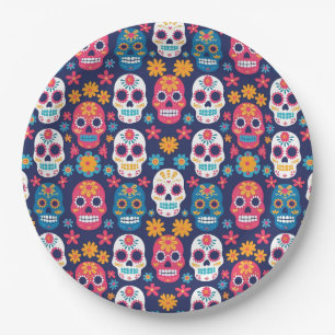 Dia de Los Muertos Halloween Pattern Paper Plates