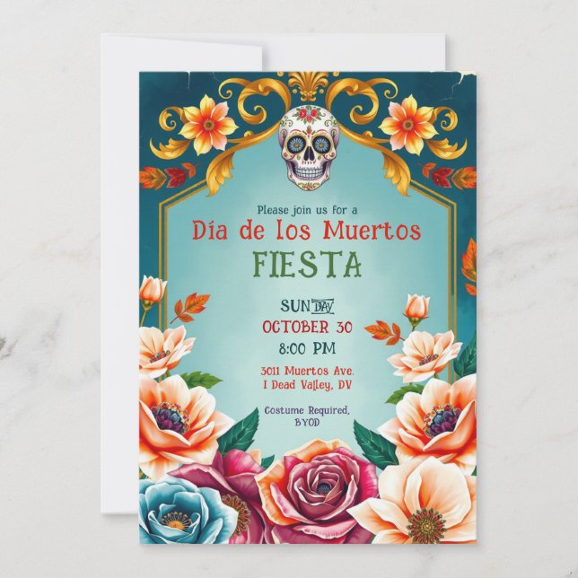 💀🎉Dia de los Muertos Heart & Soul Invitation (Front)