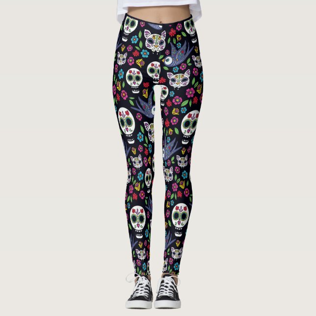 Dia De Los Muertos Leggings | Bohemian Gardens (Front)