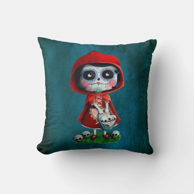Dia de los Muertos Little Red Riding Hood Cushion (Front)