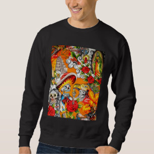 Dia De Los Muertos Llama Alpaca Sugar Skull Sweatshirt