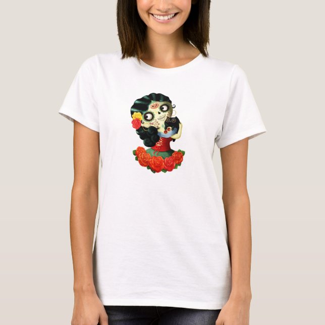 Dia de Los Muertos Lovely Mexican Catrina Girl T-Shirt (Front)