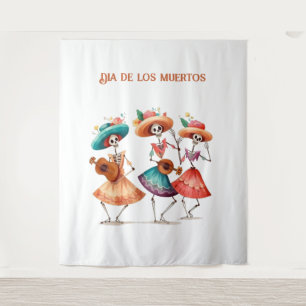 Dia de los Muertos mariacheras customisable  Tapestry