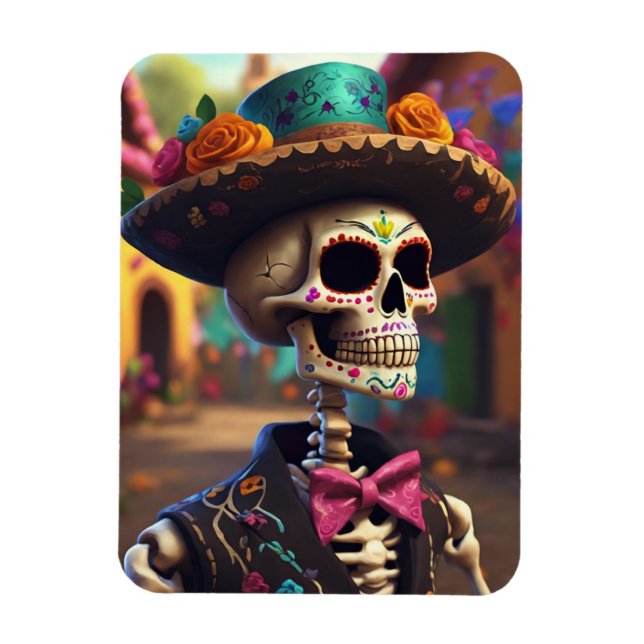 Dia de los Muertos Mariachi Magnet (Vertical)