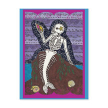 Dia de Los Muertos Mermaid Postcard