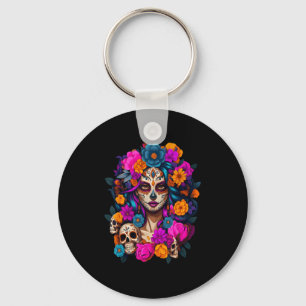 Dia De Los Muertos Mexican Day Of The Dead Sugar S Key Ring