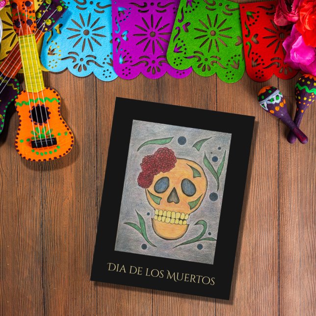 Dia de los Muertos Mexican Sugar Skull  Holiday Postcard (Creator Uploaded)