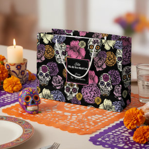 Dia de los Muertos Mexican Sugar Skulls & Flowers Large Gift Bag