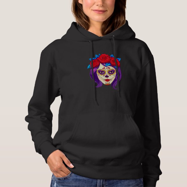 Dia De Los Muertos Mexico Women's Mask La Catrina  Hoodie (Front)