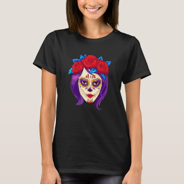 Dia De Los Muertos Mexico Women's Mask La Catrina  T-Shirt (Front)