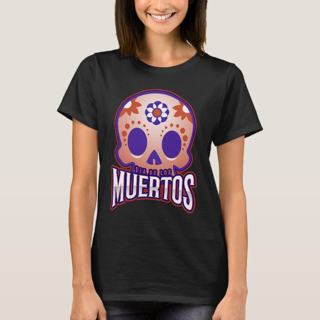 Dia de los muertos Modern colourful Skull T-Shirt (Front)