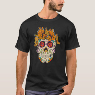 Dia De Los Muertos Monarch Butterfly Sugar Skull T-Shirt