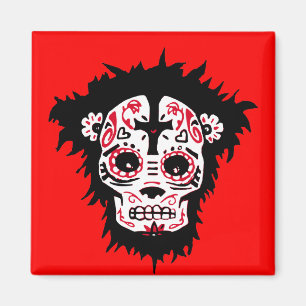dia de los muertos monkey magnet