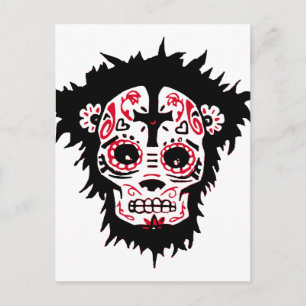 dia de los muertos monkey postcard