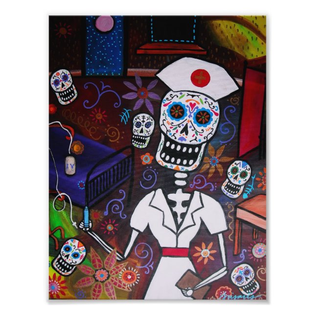 Dia de los Muertos Nurse Painting Photo Print (Front)