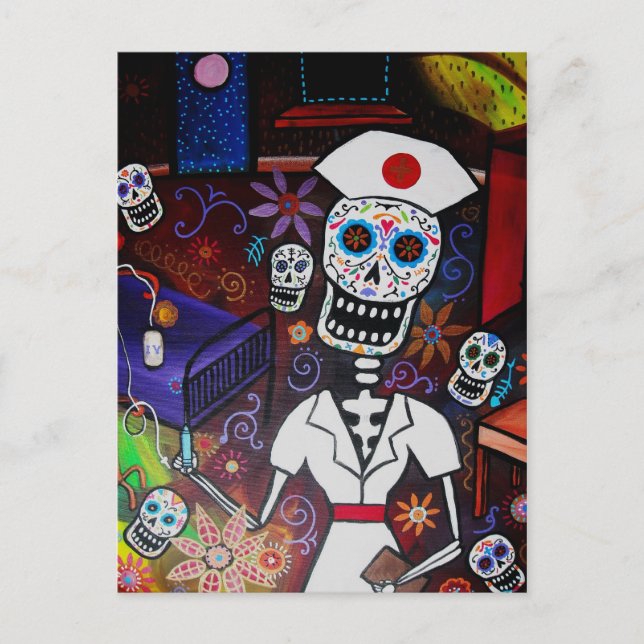 DIA DE LOS MUERTOS NURSE POSTCARD (Front)