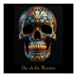 Dia de los Muertos painted skull calavera Poster
