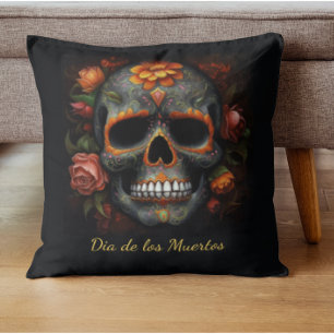 Dia de los Muertos painted skull customisable Cushion