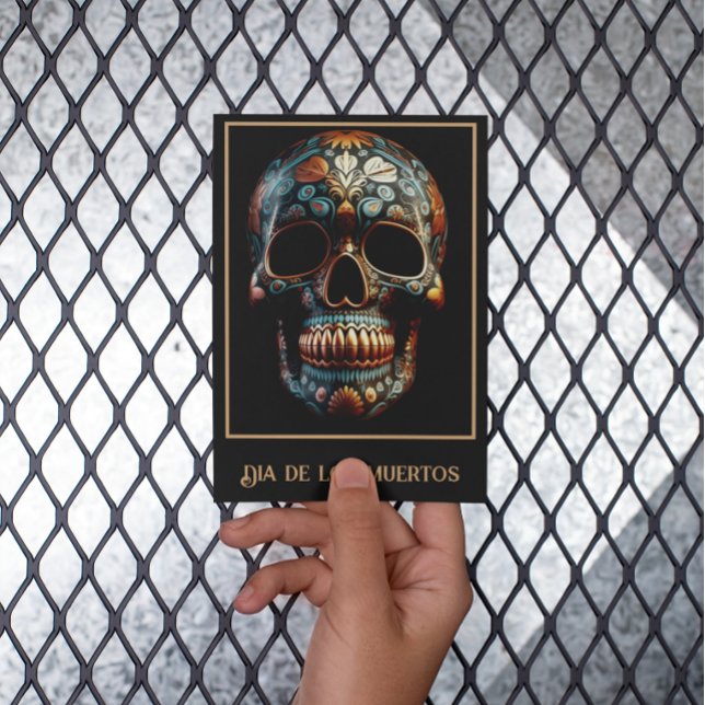 Dia de los Muertos painted skull customisable Postcard (Creator Uploaded)
