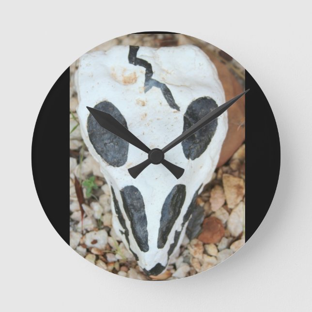Dia de los Muertos painted skull Round Clock (Front)