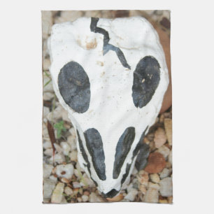 dia de los muertos painted skull tea towel
