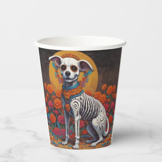 Dia De Los Muertos perro  Paper Cups (Front)
