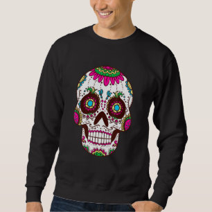 Dia De Los Muertos Pink Elements Skull Mask Sweatshirt