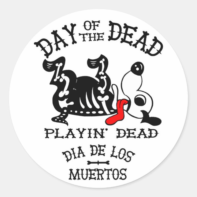 dia de los muertos  playin dead dog sticker (Front)