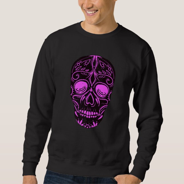 Dia De Los Muertos Purple Skull Mask Premium Sweatshirt (Front)
