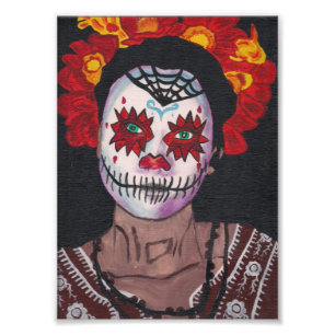Dia De Los Muertos Red Lady Photo Print